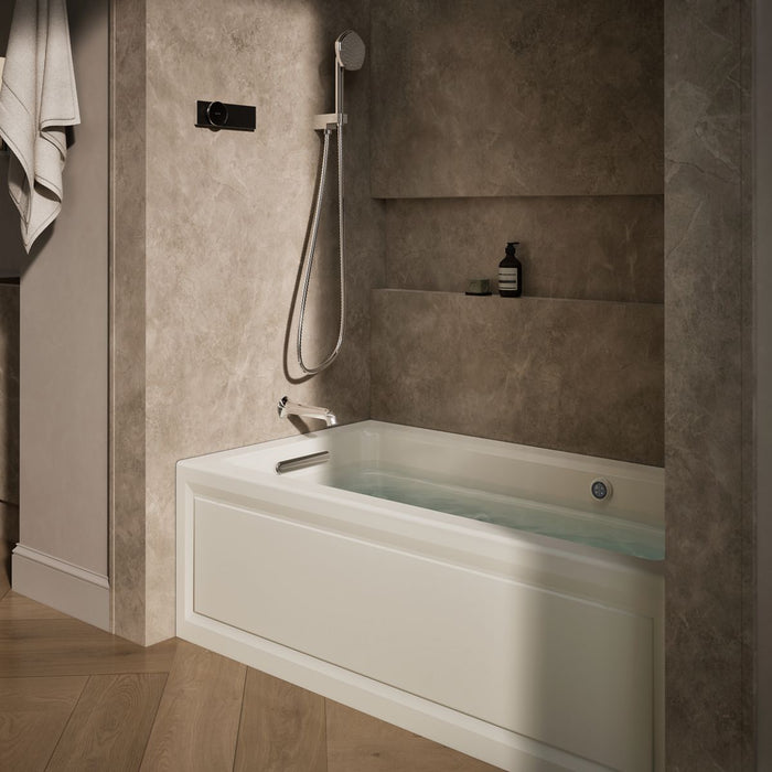 KOHLER K-1122-LAW Archer 60" x 32" alcove whirlpool bath with Bask heated surface, alcove left drain, biscuit - view 3