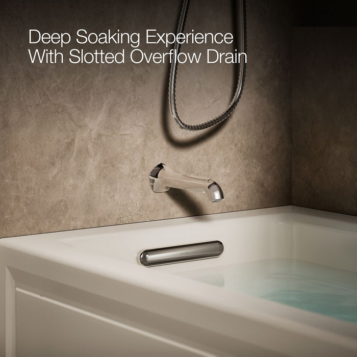 KOHLER K-1122-LAW Archer 60" x 32" alcove whirlpool bath with Bask heated surface, alcove left drain, biscuit - view 4