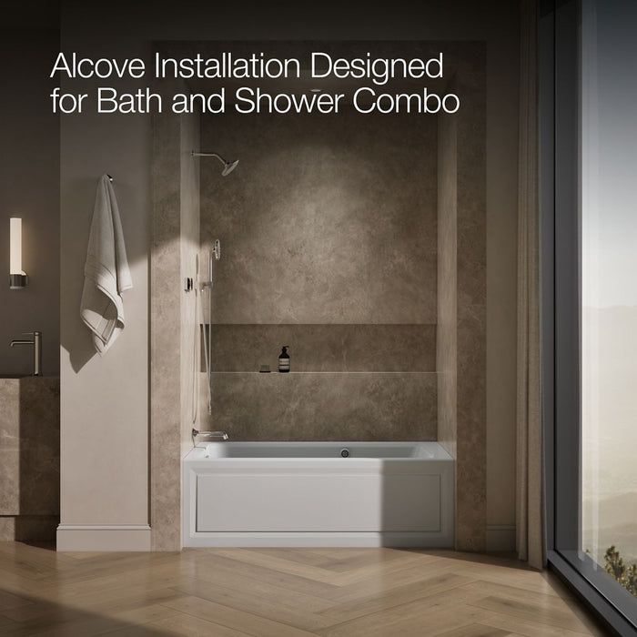 KOHLER K-1122-LAW Archer 60" x 32" alcove whirlpool bath with Bask heated surface, alcove left drain, ice grey - view 2