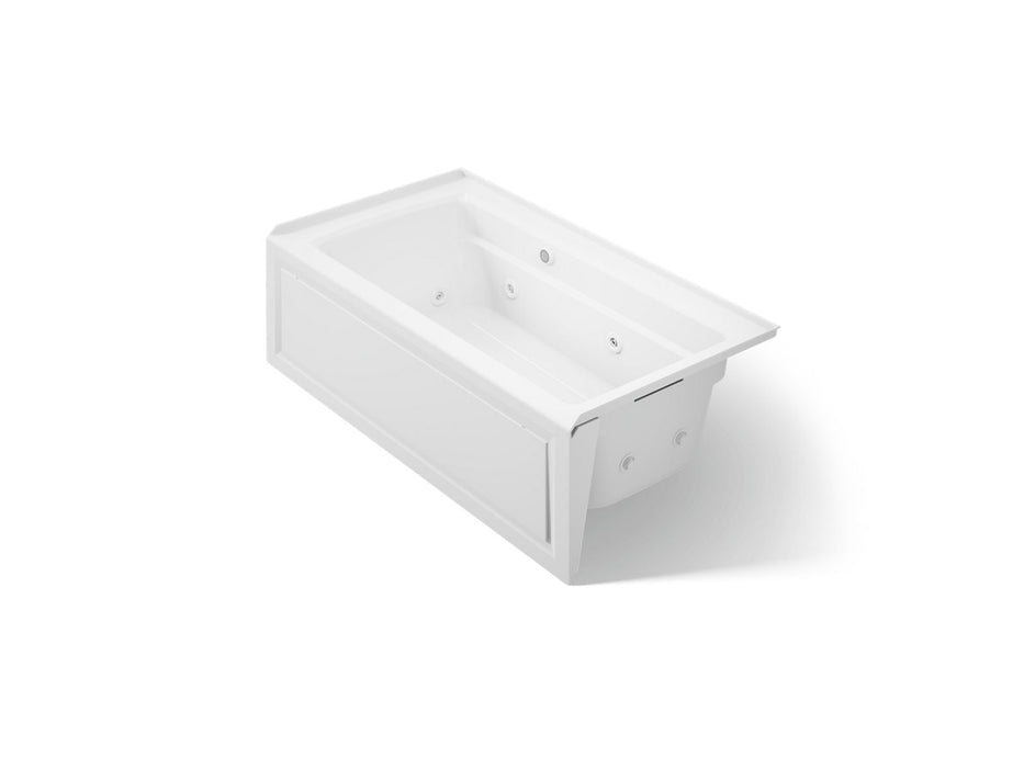 KOHLER K-1122-RAW Archer 60" x 32" alcove whirlpool bath with Bask heated surface, right drain, white