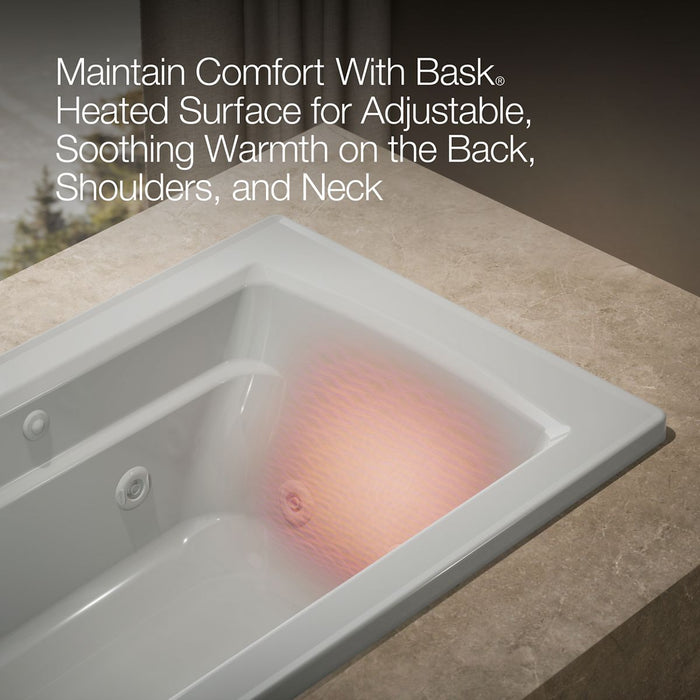 KOHLER K-1122-W1 Archer 60" x 32" drop-in whirlpool bath with and Bask heated surface, ice grey - view 5
