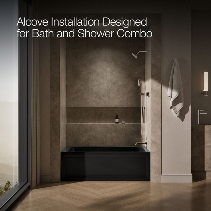 KOHLER K-1122-XGHRA Archer 60" x 32" alcove Heated BubbleMassage air bath and whirlpool, right drain, black black - view 2