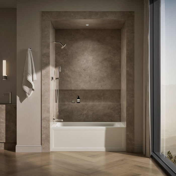 KOHLER K-1123-LAW Archer 60" x 32" alcove bath with Bask heated surface, left drain, biscuit - view 4