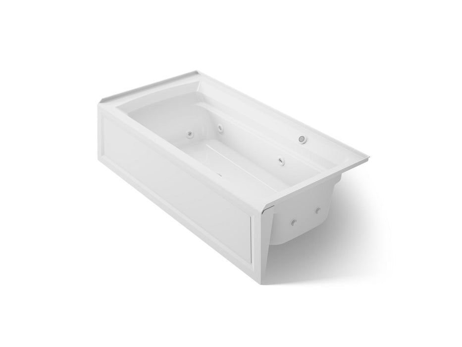 KOHLER K-1124-RAW Archer 72" x 36" alcove whirlpool bath with Bask heated surface, right drain