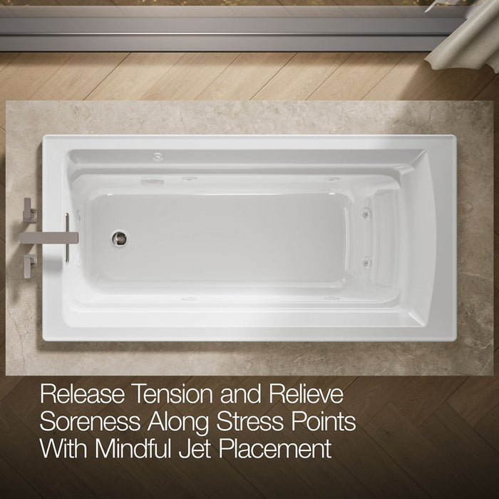 KOHLER K-1124-H Archer 72" x 36" drop-in heated whirlpool bath, white - view 5