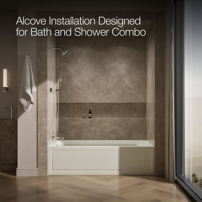 KOHLER K-1124-HL Archer 72" x 36" alcove whirlpool bath with alcove, left drain, biscuit - view 2