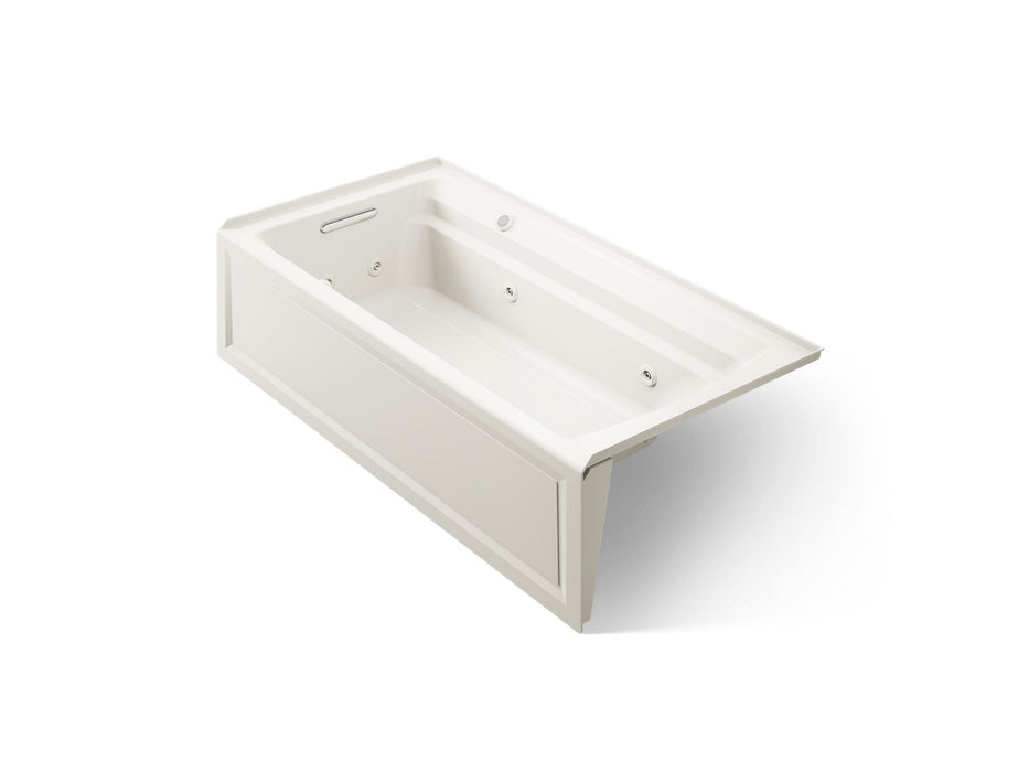 KOHLER K-1124-LAW Archer 72" x 36" alcove whirlpool bath with Bask heated surface, left drain, biscuit