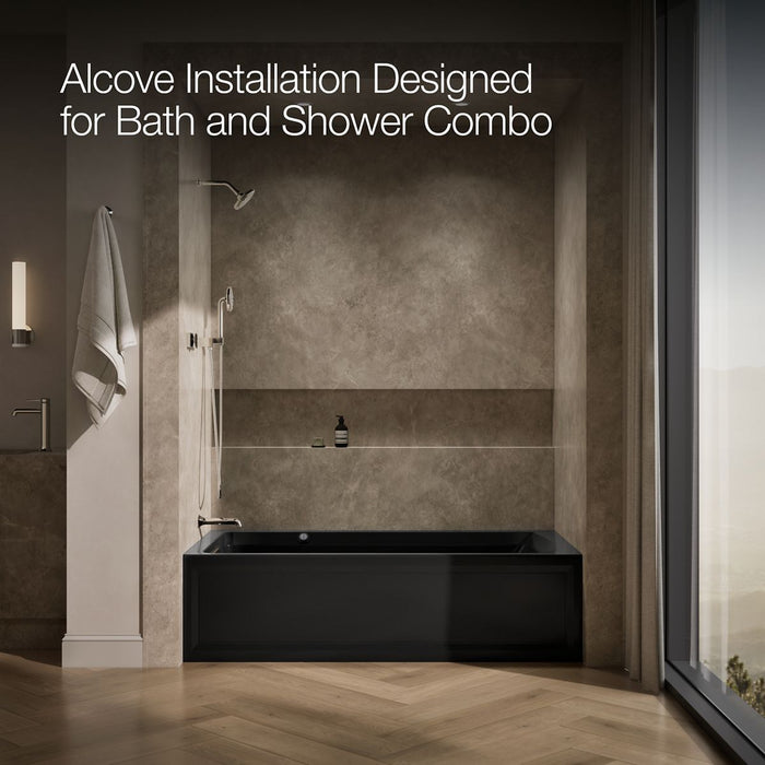 KOHLER K-1124-LAW Archer 72" x 36" alcove whirlpool bath with Bask heated surface, left drain, black black - view 2