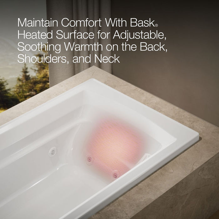 KOHLER Archer 72" x 36" drop-in whirlpool bath with Bask heated surface