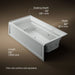 KOHLER K-1124-XGHRA Archer 72" x 36" alcove Heated BubbleMassage air bath and whirlpool, right drain, ice grey - view 4