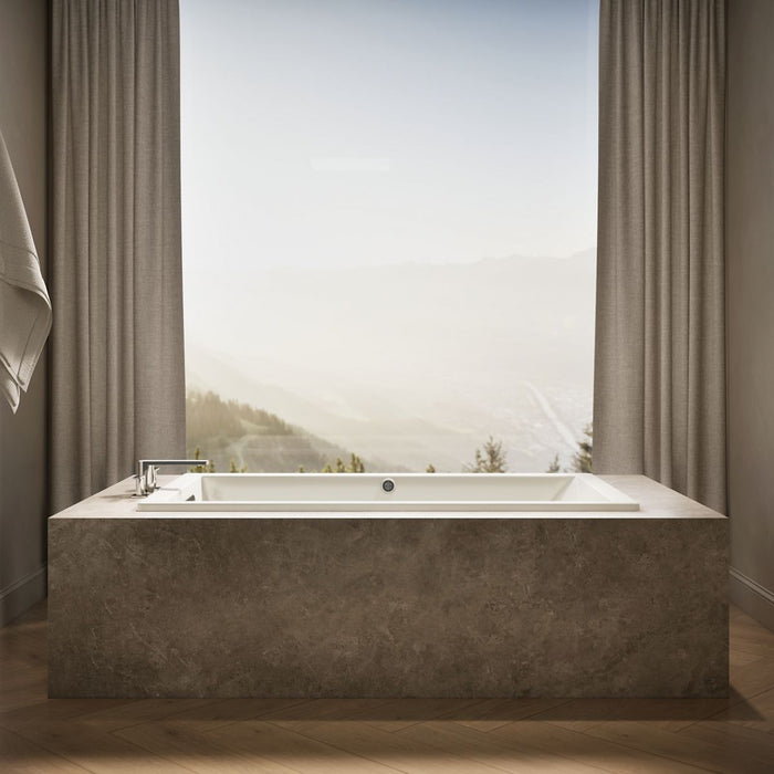 KOHLER K-1136-W1 Underscore 66" x 36" drop-in bath with Bask heated surface, biscuit - view 5