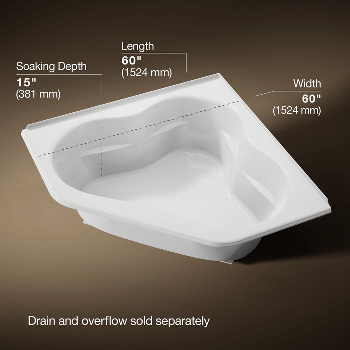 KOHLER K-1161-F Tercet 60" x 60" corner bath