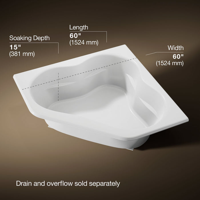 KOHLER K-1161 Tercet 60" x 60" Corner Bath