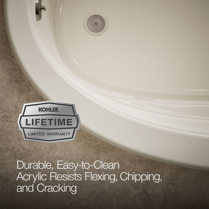 KOHLER K-1162-H Sunward 60" x 42" drop-in whirlpool bath, biscuit - view 5