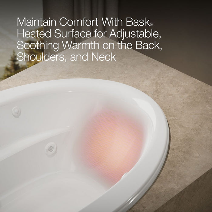 KOHLER K-1162-W1 Sunward 60" x 42" drop-in whirlpool bath with Bask heated surface, white - view 5
