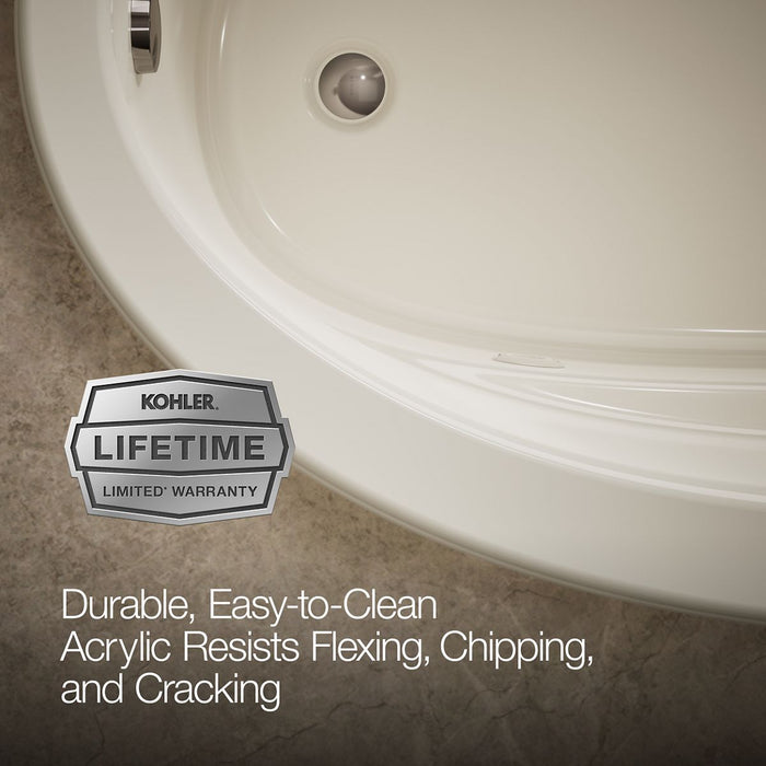 KOHLER K-1164-HB Sunward 72" x 42" drop-in heated whirlpool bath, biscuit - view 5