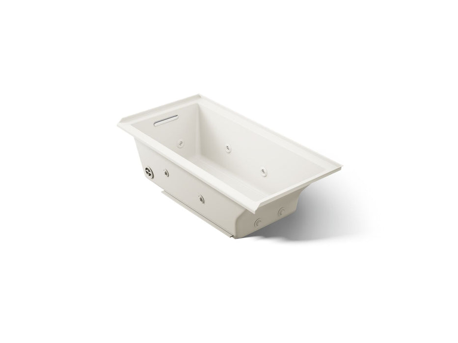 KOHLER K-1167-JLH Underscore 60" x 30" drop-in/alcove heated whirlpool bath, left drain, biscuit