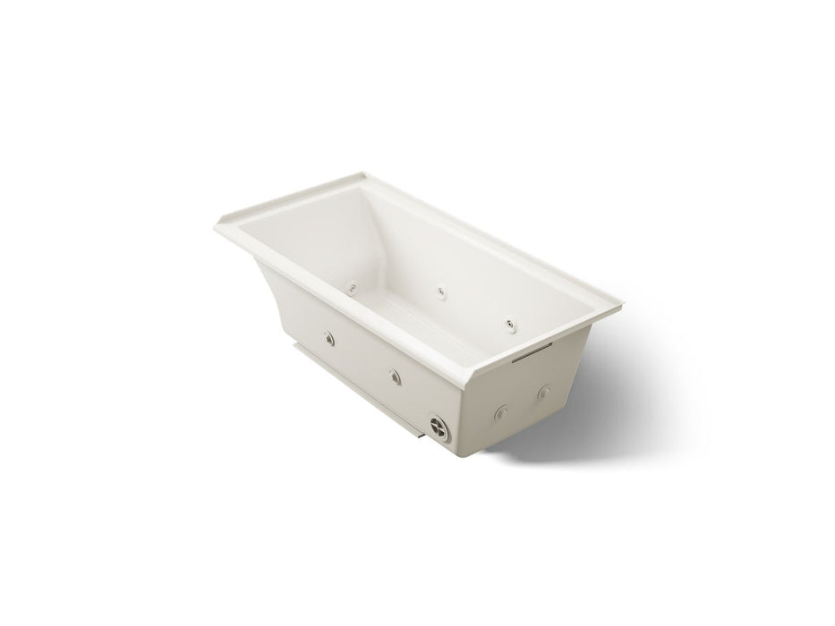 KOHLER K-1167-JRH Underscore 60" x 30" drop-in/alcove heated whirlpool bath, right drain, biscuit