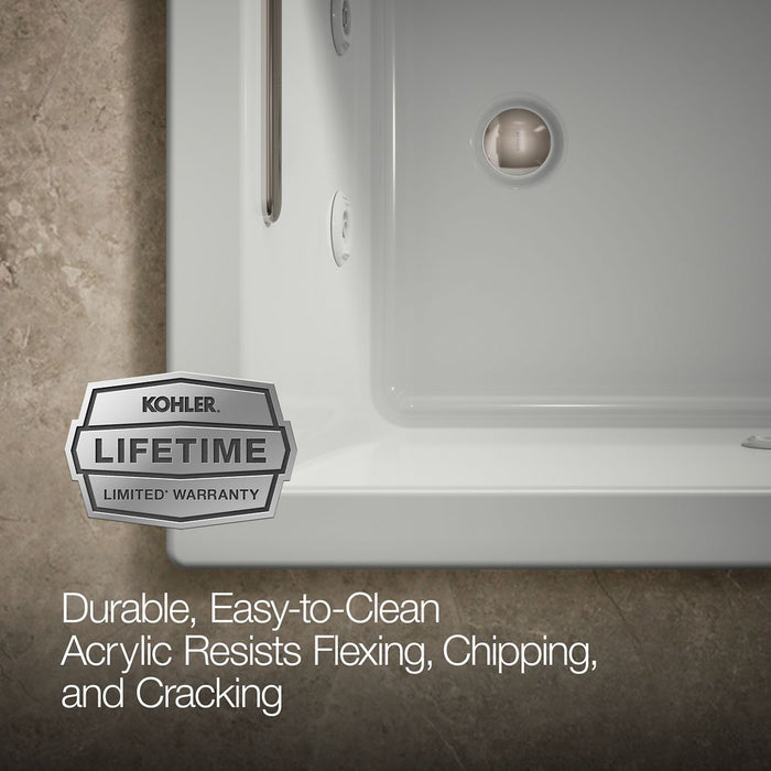 KOHLER K-1168-JH Underscore 60" x 32" drop-in heated whirlpool bath, ice grey - view 5