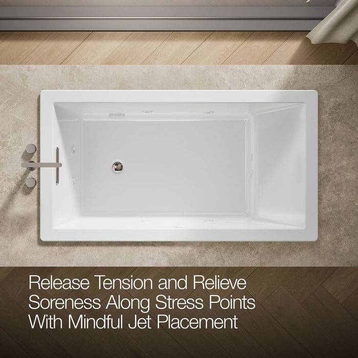 KOHLER K-1173-JH Underscore 66" x 36" drop-in heated whirlpool bath, white - view 5