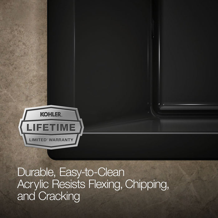 KOHLER K-1174-JH Underscore 72" x 42" drop-in heated whirlpool bath, black black - view 5