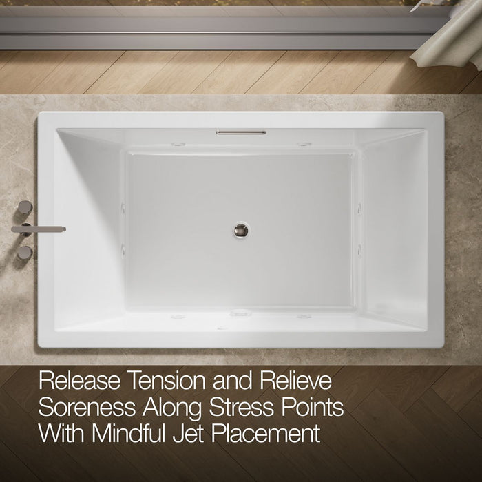 KOHLER K-1174-JH Underscore 72" x 42" drop-in heated whirlpool bath, white - view 5