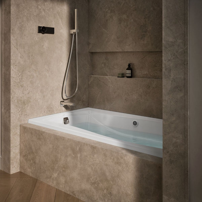 KOHLER K-1224-GHLW Mariposa 66" x 36" alcove Heated BubbleMassage air bath with Bask heated surface, left drain, white -...