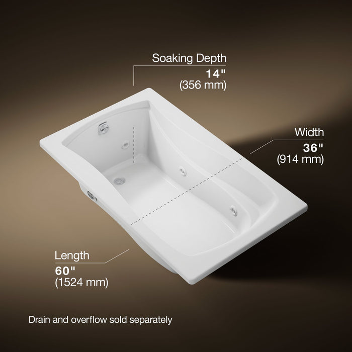 KOHLER K-1239-CB Mariposa 60" x 36" drop-in whirlpool bath