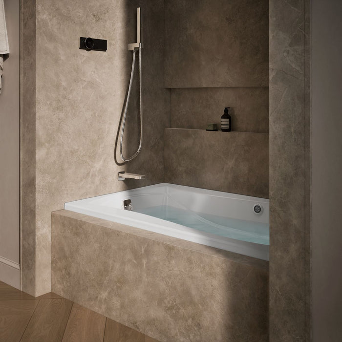 KOHLER K-1239-GHLW Mariposa 60" x 36" alcove Heated BubbleMassage air bath with Bask heated surface, left drain, white -...