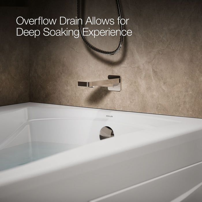 KOHLER K-1239-GHRA Mariposa 60" x 36" alcove Heated BubbleMassage air bath, right drain, white - view 3
