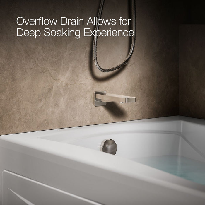 KOHLER Mariposa 60" x 36" alcove whirlpool bath with Bask heated surface, left drain