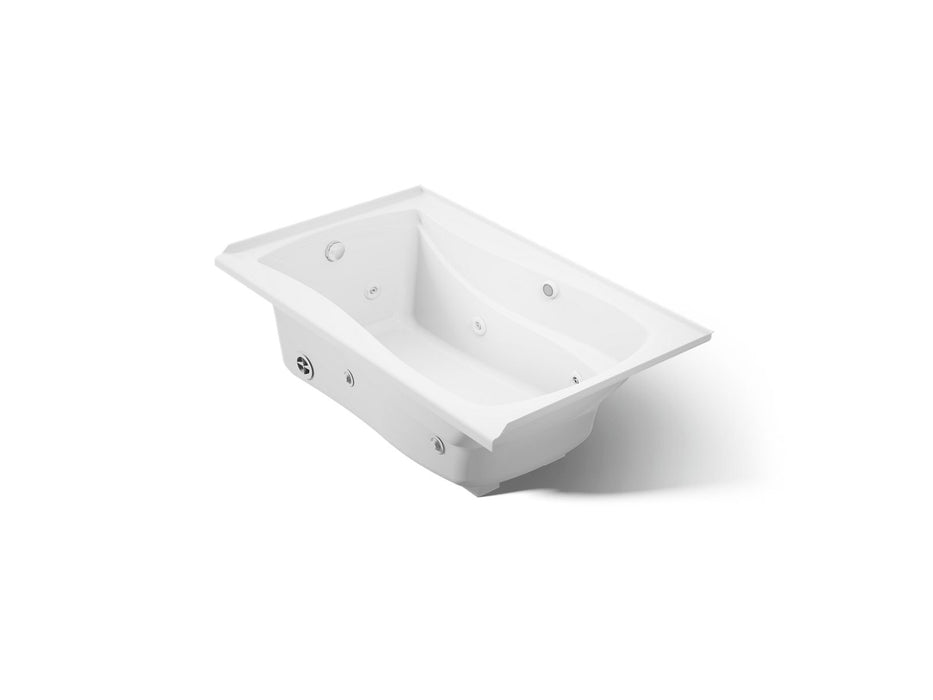 KOHLER K-1239-LW Mariposa 60" x 36" alcove whirlpool bath with Bask heated surface, left drain, white