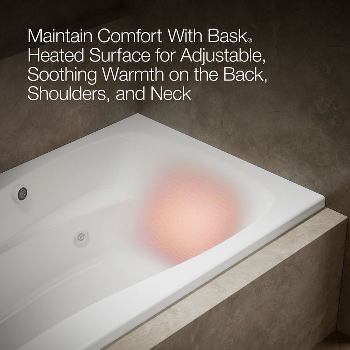KOHLER K-1239-LW Mariposa 60" x 36" alcove whirlpool bath with Bask heated surface, left drain, white - view 5