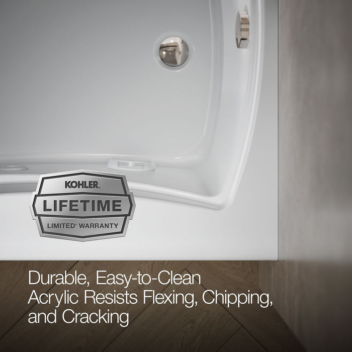KOHLER Mariposa 60" x 36" alcove whirlpool, right drain and adjustable jets