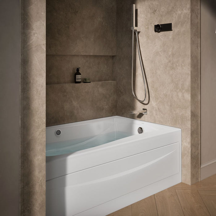 KOHLER K-1239-RAW Mariposa 60" x 36" alcove whirlpool bath Bask heated surface, right drain