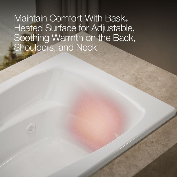 KOHLER K-1239-W1 Mariposa 60" x 36" drop-in whirlpool bath with Bask heated surface, white - view 5