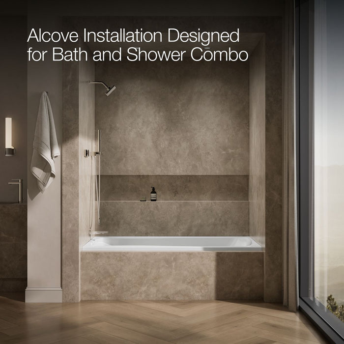 KOHLER K-1257-GHLF Mariposa 72" x 36" alcove Heated BubbleMassage air bath, left drain, white - view 2