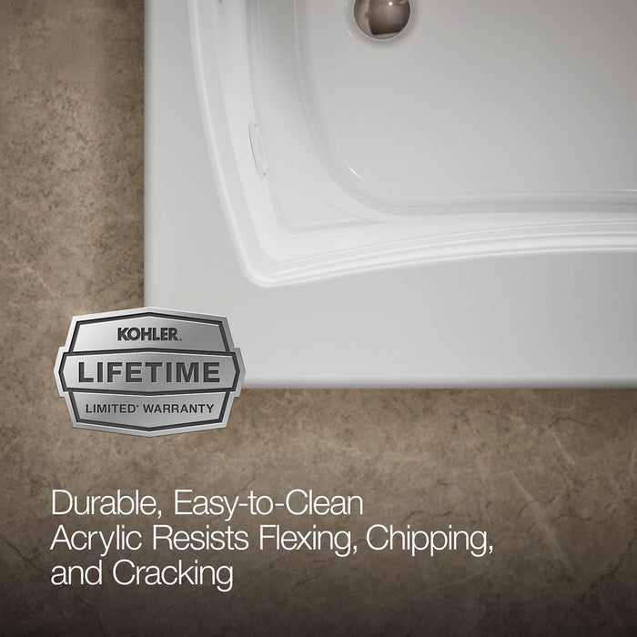 KOHLER K-1257-H Mariposa 72" x 36" drop-in heated whirlpool bath, white - view 5