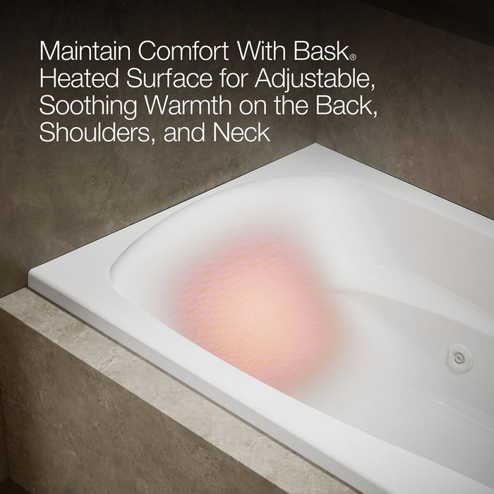 KOHLER K-1257-RW Mariposa 72" x 36" alcove whirlpool bath with Bask heated surface, right drain, white - view 4