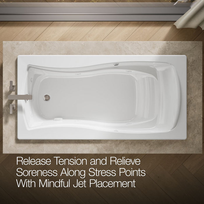 KOHLER K-1257-W1 Mariposa 72" x 36" drop-in whirlpool bath with Bask heated surface, white - view 5