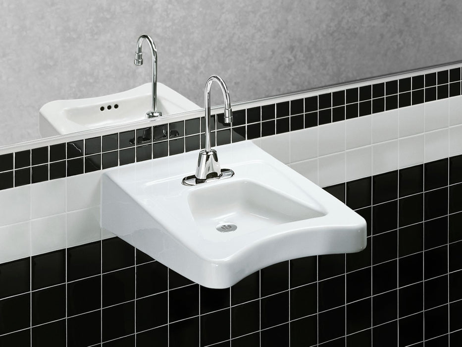 KOHLER K-12636 Morningside 20" x 27" Mounted/concealed Arm Carrier Wheelchair Bathroom Sink with 4" Centerset Faucet Hol