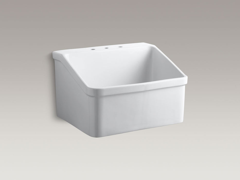 KOHLER K-12794 Hollister 28" x 22" Bracket-mount Utility Sink with 8" Widespread Faucet Holes