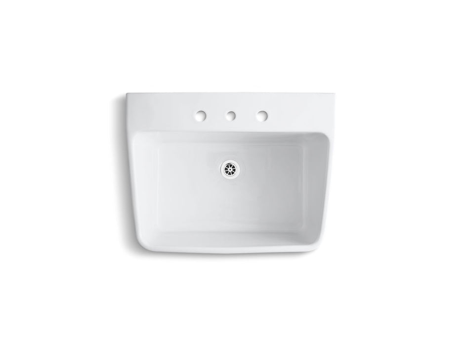 KOHLER K-12794 Hollister 28" x 22" Bracket-mount Utility Sink with 8" Widespread Faucet Holes
