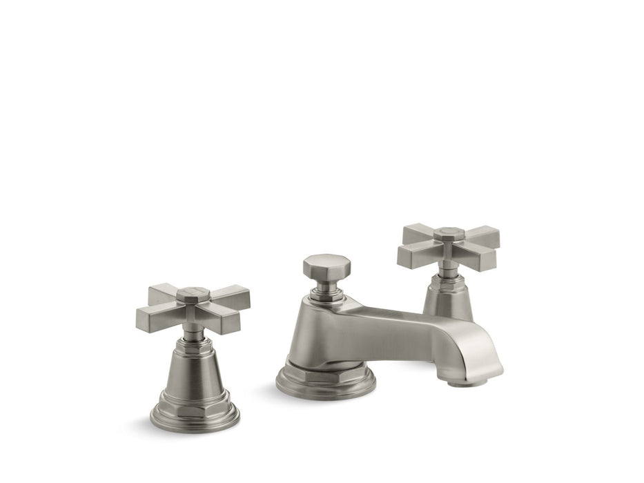 KOHLER Pinstripe Widespread bathroom sink faucet with Cross handles, 1.2 gpm