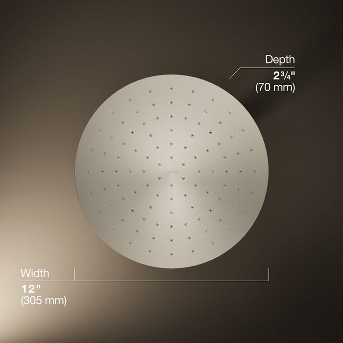 KOHLER K-13690 Contemporary Round 12" single-function rainhead, 2.5 gpm, vibrant brushed nickel - view 5