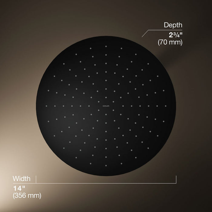 KOHLER K-13691 Contemporary Round 14” single-function rainhead, 2.5 gpm, matte black - view 5