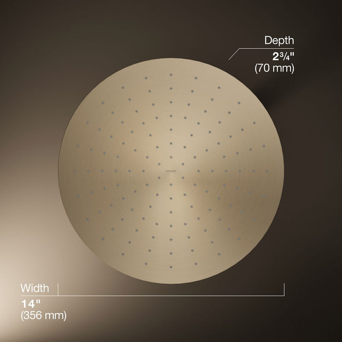 KOHLER K-13691 Contemporary Round 14” single-function rainhead, 2.5 gpm, vibrant brushed bronze - view 5