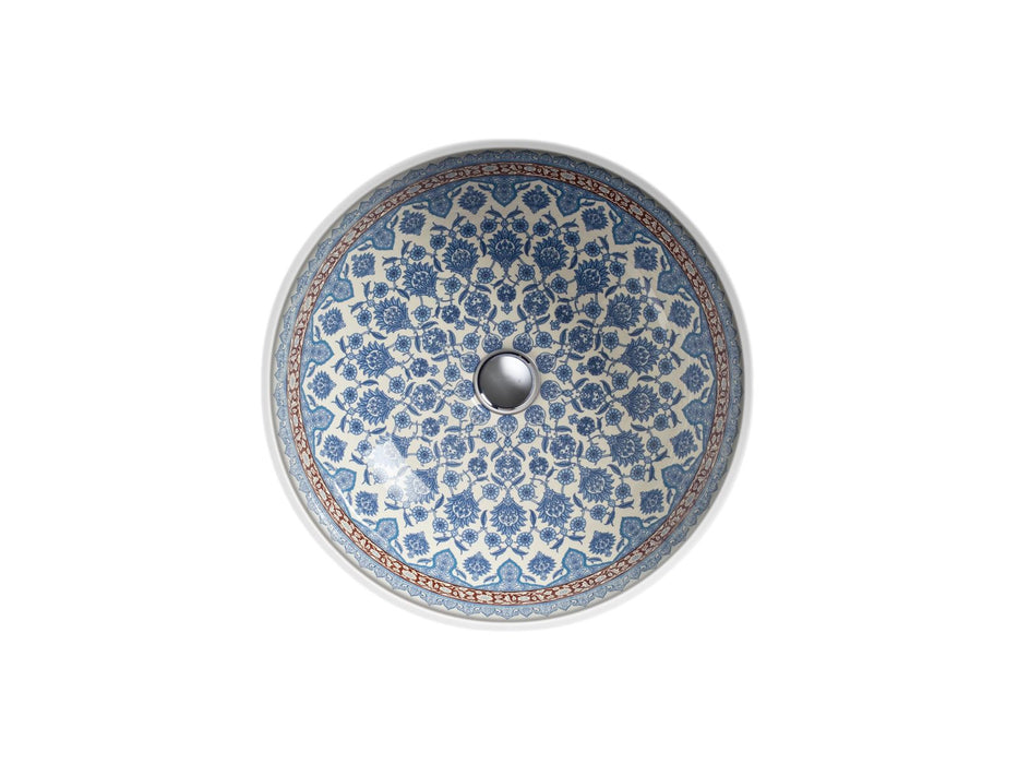 KOHLER K-14046-BU Marrakesh 16-1/4" round undermount bathroom sink, no overflow