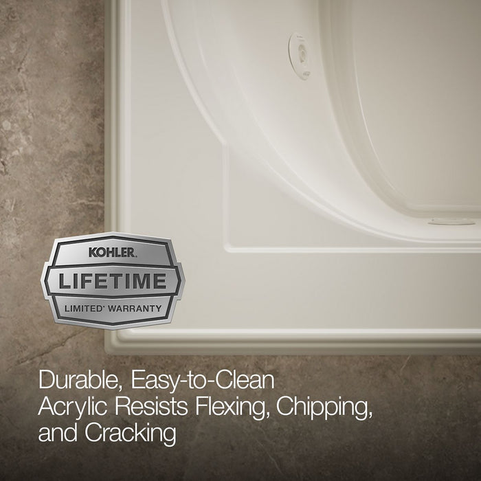 KOHLER K-1418-JHC Memoirs 72" x 42" drop-in whirlpool bath, biscuit - view 5