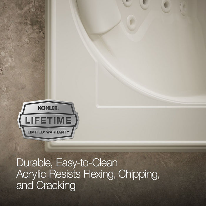 KOHLER K-1418-V Memoirs 72" x 42" drop-in Effervescence whirlpool bath, biscuit - view 3